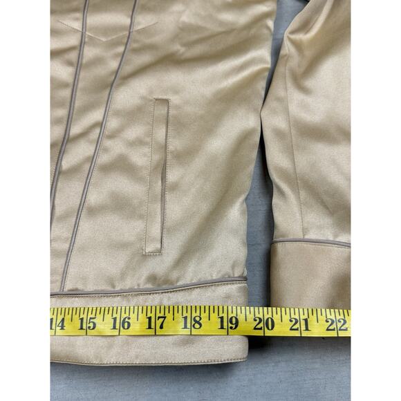 Keiser Clark Silky Copper Satin Trucker Jacket Size Medium Retail $550 - Picture 15 of 15